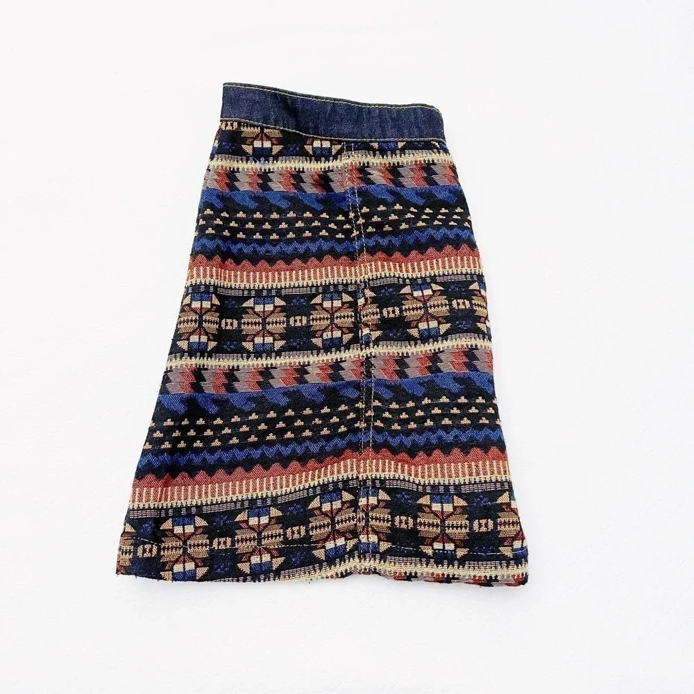 BDG Denim Skirt Native Woven Print Copper Buttons SZXL